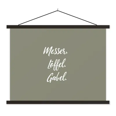 Produktbild von MuchoWow® Textilposter Besteck - Messer. Löffel. Gabel. - Sprichwörter - Zitate 60x45 cm mit schwarzem Rahmen - Poster Schlafzimmer
