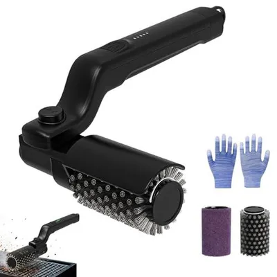 Produktbild von Elektrische Grillbürste – 180° verstellbarer Winkel – Wiederaufladbarer Grillreiniger mit 3 Stufen, 90 Min Laufzeit & USB-C – Edelstahl Bürstenkopf