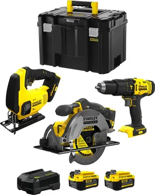 Immagine prodotto di STANLEY FatMax Kit SVK303 (SFMCS600 + SFMCS500 + SFMCD711 + 2 x 4,0 Ah + Ladegerät + TSTAK VI)