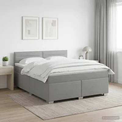 Produktbild von vidaXL Boxspringbett mit Matratze Hellgrau 140 x 190 cm Stoff