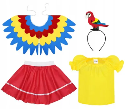 Produktbild von Kinder Papageien Kostüm mit Flügeln und Kopfband für Fasching