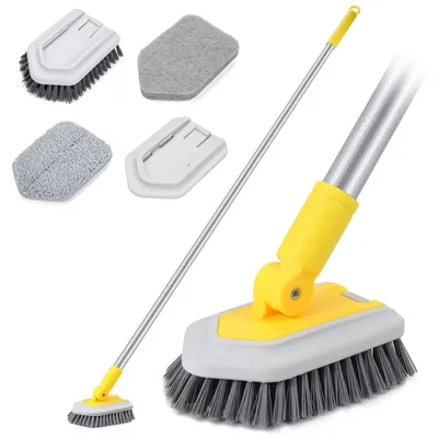3-in-1 Duschreiniger mit 128 cm Teleskopstiel, 3 Köpfe