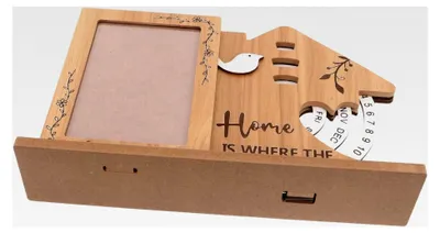 Produktbild von Erinnerungsrahmen mit Tischkalender für das erste Lebensjahr - Minimalistischer Fotorahmen für Neugeborene zur Dokumentation im Kinderzimmer