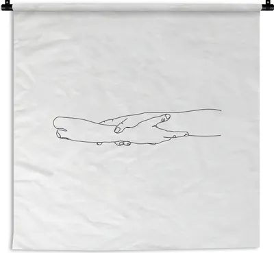 Produktbild von MuchoWow® Wandteppich Wandbehang Arm - Hand - Linienkunst 90x90 cm Tapisserie Dekoration Wandtuch - Wandaufhänger