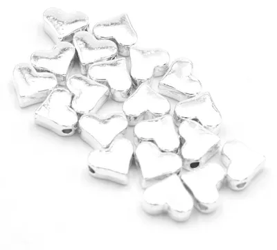 Produktbild von Vintageparts Zwischenperle Herz Metalllegierung silberfarben 7 mm, 20 Stück