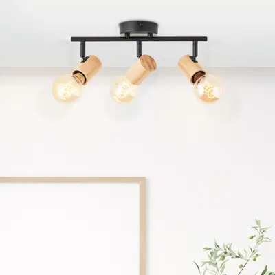 Produktbild von BRILLIANT Kerry Spotrohr 3-flammig schwarz/holz