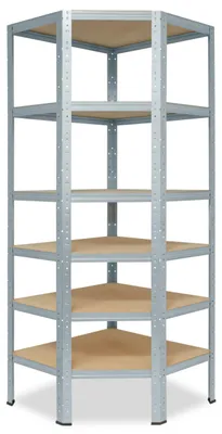 Obrázok produktu pre shelfplaza HOME 230x70x45 cm rohový regál v pozinkovaný s 6 policami a nosnosťou 145 kg na jednu policu
