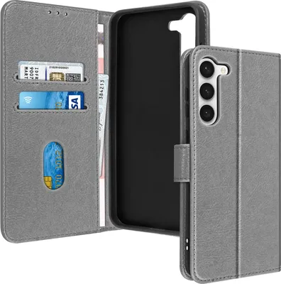 Produktbild von Avizar, Kunstleder-Klappetui mit Standfunktion für Samsung Galaxy S23, Grau