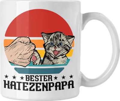 Produktbild von Trendation - Katzenpapa Tasse Geschenk für besten Katzenpapa zum Vatertag Katzenbesitzer (Weiß)