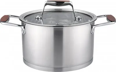 Obrázek produktu pro Nerezový hrnec Voltz, objem 4,7 litru, průměr 22 cm, nerezová ocel 18/10, vhodný pro indukční vařiče, skleněná poklice