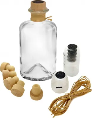 Produktbild von 9x Profi Set Apothekerflaschen leer 500 ml Glas Flaschen zum selbst befüllen & transparente Schrumpfkapseln mit schwarzem Siegel & Korken & Bast
