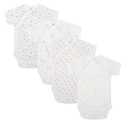 Produktbild von BABIDU | 4er-Pack Baby Wickelbody Kurzarm – 100% Baumwolle, weich & atmungsaktiv