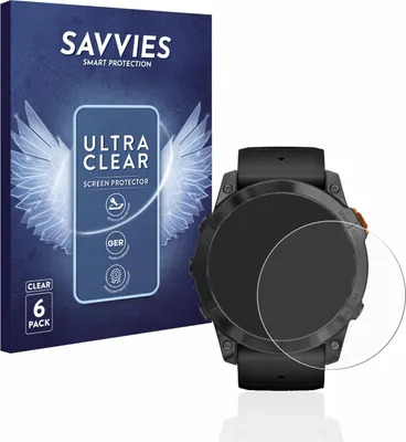 Produktbild von 6x Für Garmin Fenix 7X Pro Solar (51 mm) Schutzfolie Savvies Displayschutz Display Schutz Folie Klar Transparent