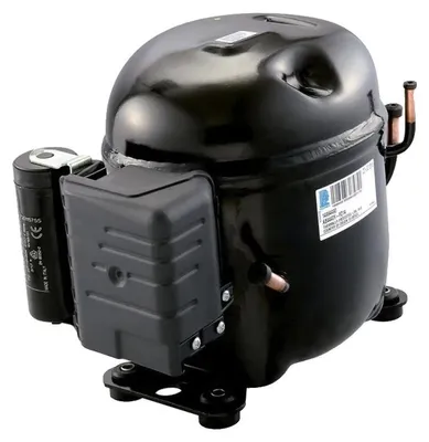 Image de Compresseur de réfrigérateur, 1/4 CV, compatible avec le réfrigérant R134A, dimensions : 10,5 x 8 x 6 pouces, boîtier en acier, poids : 15 livres