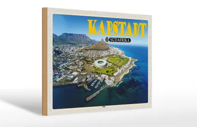 Produktbild von Holzschild Reise 30x20cm Kapstadt Südafrika Stadt Meer Berge Urlaub