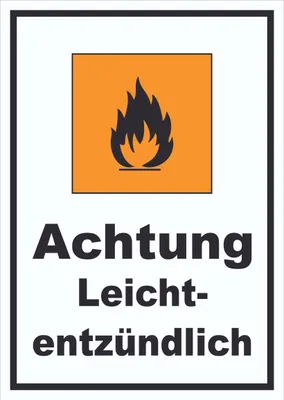 Produktbild von Schild Gefahrensymbol Leichtentzündlich Flamme hochkant A6 (105x148mm)