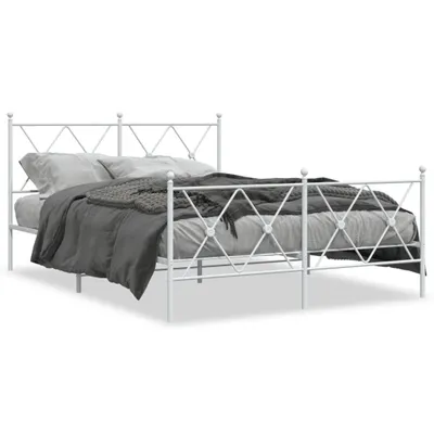 Produktbild von vidaXL Bettgestell mit Kopf- und Fußteil Metall Weiß 140x200 cm