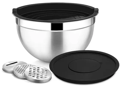 Produktbild von Rührschüssel Joyfair Edelstahlschüsselset mit Raspelaufsätzen (schwarz)