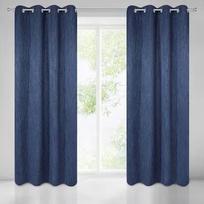 Obrázok produktu pre Design 91, Zatemňovací záves s krúžkami - Rossie, tmavomodrý 135 x 250 cm