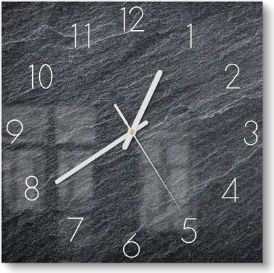 Produktbild von DEQORI Glasuhr 30x30 cm Zahlen 'Klassischer Schieferstein' Wanduhr Glas Uhr Design leise