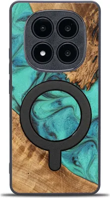 Productafbeelding van Houten hoesje voor de Xiaomi Redmi Note 14 Pro Plus 5G, Bewood Unique Turquoise, geschikt voor MagSafe