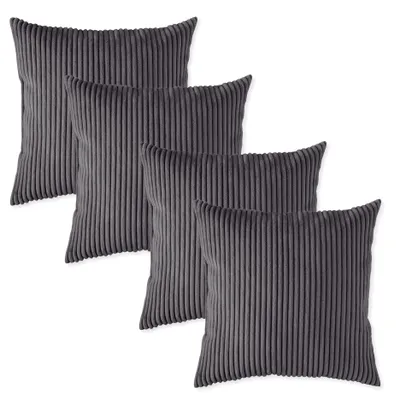 Produktbild von sleepling - 4er Set Kord Sofakissen, 40 x 40 cm, Dekokissen, Kopfkissen, dunkelgrau
