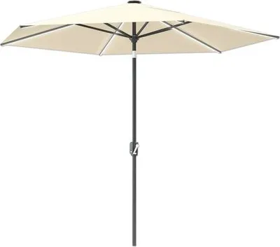 Produktbild von LED Marktschirm SOLUNA Rémilly Ø 300 cm beige mit UV-Schutz 80, wetterfeste Polyesterbespannung, leichte Aufspannung per