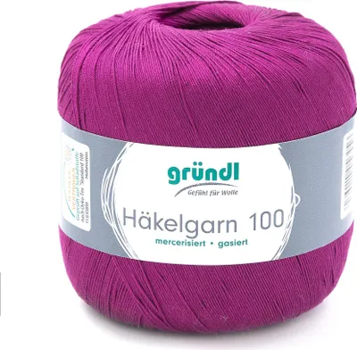 Produktbild von Gründl Häkelgarn 100 Filethäkeln 100% Baumwolle 100g/566m NS 1,5-2 mm Stärke 10 purpur (133)