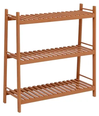 Produktbild von 3-stufiges Holz Pflanzenregal, Pflanzenständer Blumenregal mit mehreren Ablagen für Garten und Balkon