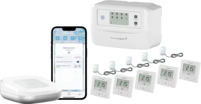 Produktbild von HOMEMATIC IP Starterset Fußbodenheizung für 5 Räume