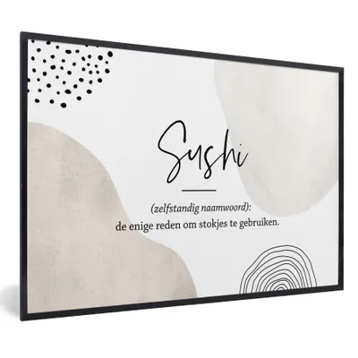 Produktbild von MuchoWow® Gerahmtes Poster Sprichwörter - Sushi - Sushi definition - Zitate - Wörterbuch 60x40 cm - Poster mit Schwarzem Bilderrahmen Wandposter Rahmen Foto Bilder - Printing - Wanddeko Schlafzimmer
