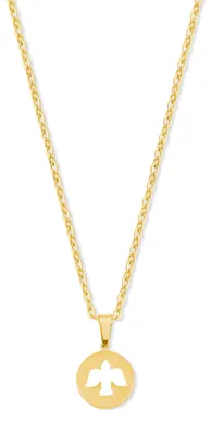 Produktbild von CO88 Collection 8CN-26428 Stahlkette mit Anhänger – Engel – 15 mm – 40+5 cm – Ankerglieder – 1,5 mm – Geschenk für sie – Stahl – Goldfarben