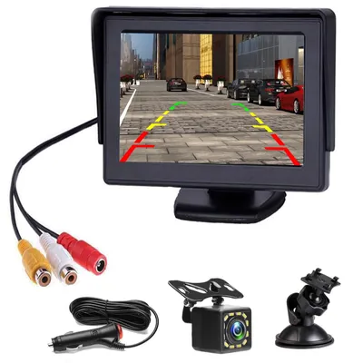 Imagen del producto de Cámara de marcha atrás - Monitor de 4,3 pulgadas - Visión nocturna - Con líneas de guía - Impermeable