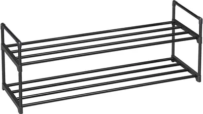 Produktbild von Schuhregal - stapelbar - 2 Ebenen - 92x33x30 cm - schwarz