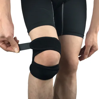 Produktbild von Patellasehnen-Stützband, Verstellbarer Neopren-Knieband zur Knie-Schmerzlinderung für Läuferknie, Arthritis, Springerknie, Heilung nach Tennis-Verletzungen(Schwarz)