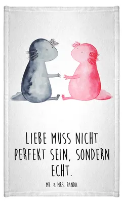 Produktbild von Mr. & Mrs. Panda Handtuch Axolotl Liebe - Weiß - Geschenk, Frotteetuch, badezimmer, Valentinstag, Klein, Gästetuch, Mini-Handtuch