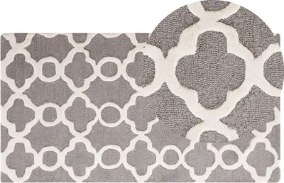Produktbild von BELIANI Teppich Grau 80 x 150 cm Mit marokkanisches Muster Handgetuftet in rechteckiger Form Klassisch