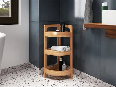 Obrázek produktu pro - Rohový regál do koupelny GOLIAD - bambus