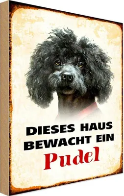 Produktbild von vianmo Holzschild 18x12 cm Hund dieses Haus bewacht ein Pudel Tier Haustier