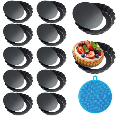 12er-Set runde Tarteformen mit Hebeboden, antihaft, 8 cm