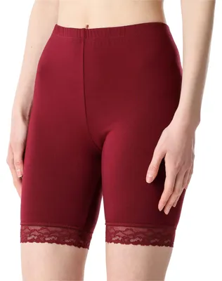 Image de Bellivalini Leggings courts pour femmes avec dentelle BLV50-217 (rouge vin, S)