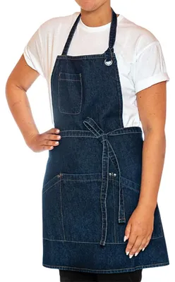 Immagine prodotto di Le Chef - Grembiule con pettorina "Utility", denim lavato LT3791 (91 cm x 71 cm) (blu indaco)