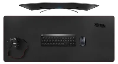 Image de Sous-main en similicuir PU, dimensions 140 x 60 cm, couleur noire, antidérapant