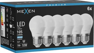 Obrázek produktu pro Mexen Nova 6x Žárovka LED E27, G45, 1W, Studená - 6500K, 105 lm - L101-E27-0165-01x06