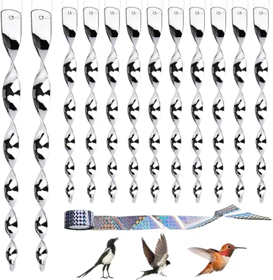 Produktbild von Reflektierende Vogelscheuche 30 cm, 12 Stück, Silber, Für Balkon und Garten
