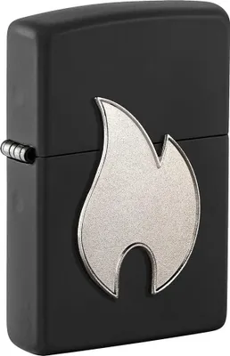 Produktbild von Zippo Benzin-Feuerzeug schwarz Emblem BIG Flame Silver, unbefüllt 2008154