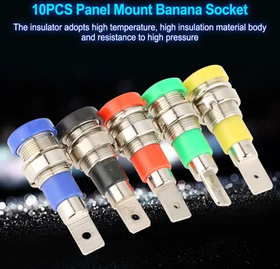 Obrázok produktu pre 10 ks zmiešaných farebných banánových zásuviek 4,0 mm Jack pre panelovú montáž testovacích sond
