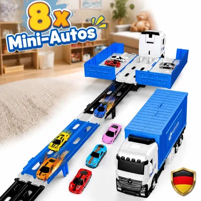 Produktbild von Truck Spielzeugautos mit 8 Rennautos Transporter LKW Spielzeug Set für Kinder