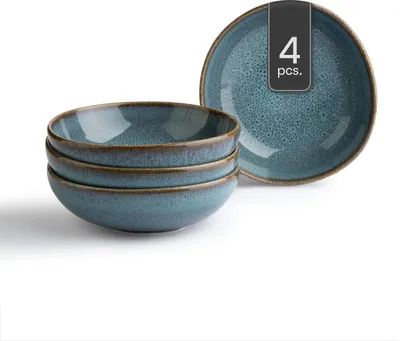 Produktbild von Schalen - Ø 17 cm - Blau - Braun - Steingut - mit Reaktivglasur - 4er Set