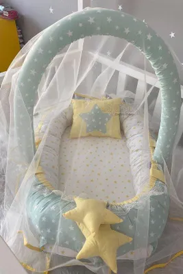 Image de Nid pour bébé Jaju avec coussin et moustiquaire, Coton, 100 x 60 cm
